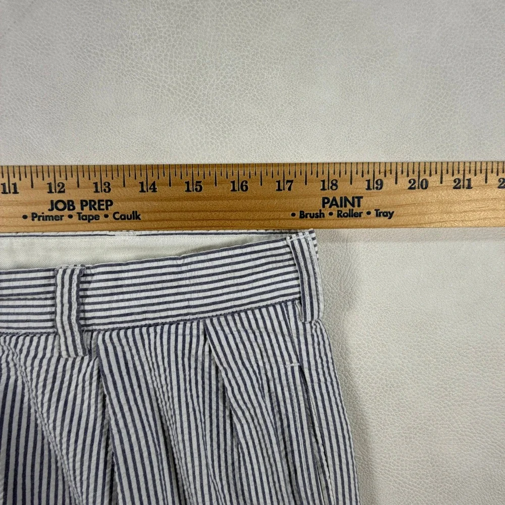 Polo Ralph Lauren Andrew Pant Mens 35x32 Blue White Seersucker Pleated Trousers
